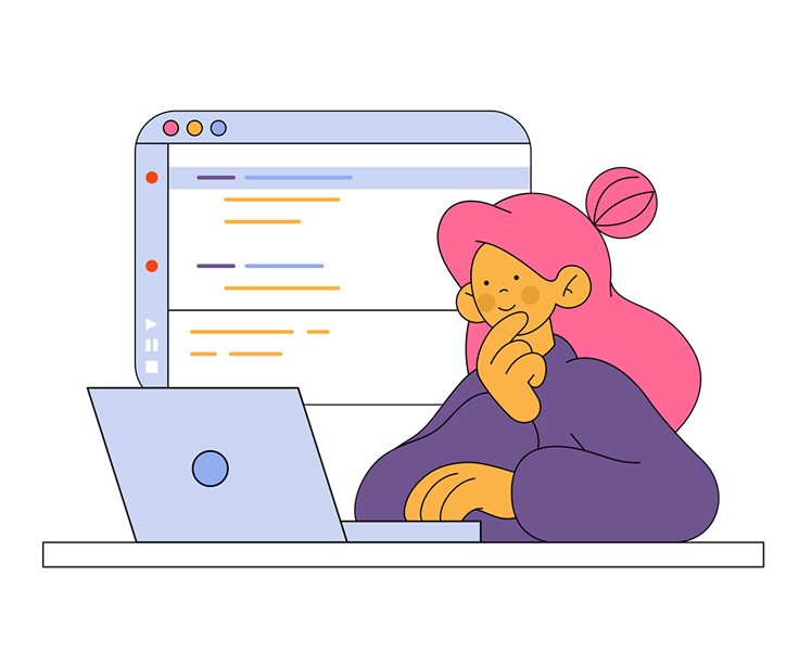 Woman debugging a program